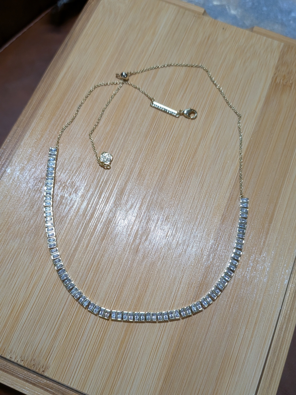 Kendra Scott: Gracie Gold Tennis Necklace in White Crystal